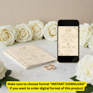 Convites Dourado Quadro Floral Elegante Livro Branco Modern