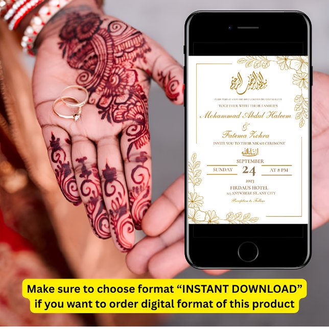 Convites Dourado Quadro Floral Elegante Livro Branco Modern (Criador carregado)