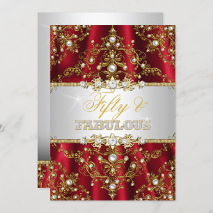 Convites Dourado Red Pearl Damask 50 e Fabuloso Convide