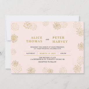 Convites Dourado & Rosa Blush   Cerimônia de Casamento Mode