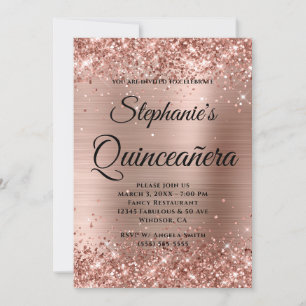 Convites Dourado Rosa Brilho Foil Monograma Requintada Fest