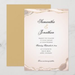 Convites Dourado Rosa Brilho Mármore Ágata Casamento