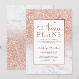 Convites Dourado rosa brilho mármore elegante chique novos 