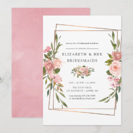 Convites Dourado Rosa de Blush Geométrico Bridesmaids Lunch