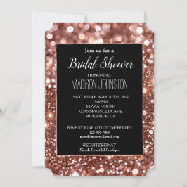 Convites Dourado Rosa Glam Glitter Preto