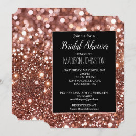 Convites Dourado Rosa Glam Glitter Preto