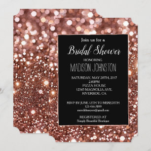 Convites Dourado Rosa Glam Glitter Preto 
