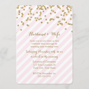 Convites Dourado Rosa Stripes Casamento Vow Renovação Convi
