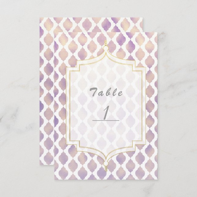 Convites Dourado roxo e branco Número da Tabela Moderna do  (Frente/Verso)