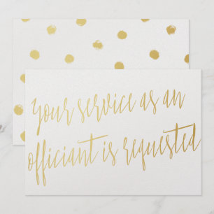 Convites Dourado "Seu serviço como funcionário é solicitado