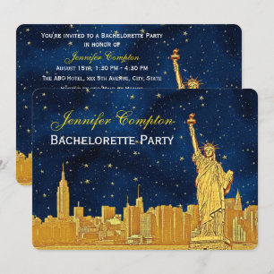 Convites Dourado Skyline NYC nº 2 Blue Starry BG H Chá de