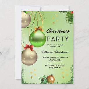 Convites Dourado Snow Pine Green Natal