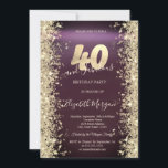 Convites Dourado Sparkle Diamantes Burgundy aniversário de<br><div class="desc">Ouros de ouro elegantes num fundo metálico arrojado. Um convite bonito que pode ser personalizado com seu nome. Selecione o botão "personalizar" para alterar o estilo,  a cor e o tamanho da fonte.</div>