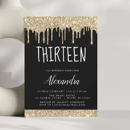 Convites Dourado Sparkle Glitter 13 Treze Aniversário