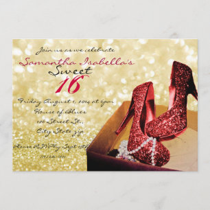 Convites Dourado Sparkle Sweet 16