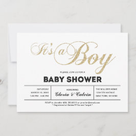 Convites Dourado | Tipografia moderna É um Chá de fraldas