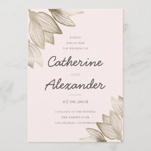Convites Dourado Tulip Blossoms Casamento