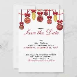 Convites DOURADO VERMELHO Festa de Natal Salve a Data