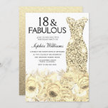 Convites Dourado Vestido Floral 18 e Fabuloso 18º aniversár<br><div class="desc">Dourado Vestido Floral 18 e Fabuloso 18º Aniversário Variações de Convite para o convite e itens correspondentes na nossa loja</div>