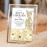 Convites Dourado Vestido Floral Sessenta e Fabuloso 60º Ani<br><div class="desc">Dourado Vestido Floral Sessenta e Fabuloso 60º Aniversário Variações de Convite para o convite e itens correspondentes na nossa loja</div>