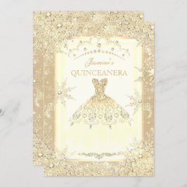 Convites Dourado Vestido Tiara Winter Wonderland Quinceaner