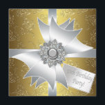 Convites Dourado White Gift Classy Damask 50th Birthday<br><div class="desc">Elegante design de presente de espiral de ouro com grande arco de diamante branco,  com 50º convite de aniversário.</div>