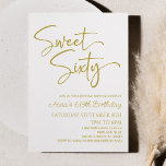 Convites Dourado White Sweet Sessenta e mínima Festa de ani<br><div class="desc">Este é um Dourado White Sweet Sessenta e moderno Convite de aniversário Minimalista 60º!</div>