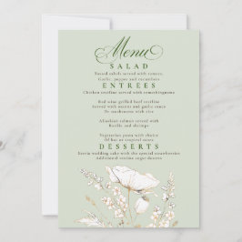 Convites Dourado Wildflower Sage Green e Dourado Menu Casam