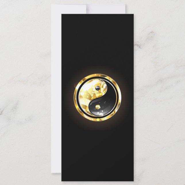 Convites Dourado Yin Yang a preto (Frente)