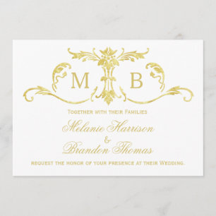 Convites Dourados do casamento com grupo do
