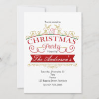 Convites Dourados e Brancos do Partido Natal Elega