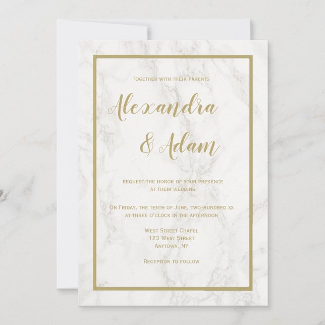 Convites Dourados para casamento (Frente)
