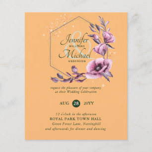 Convites Dourados para Casamento Floral do ORÇAME
