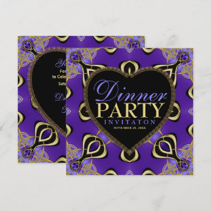 Convites Dourados Roxos para Festa de Aniversário