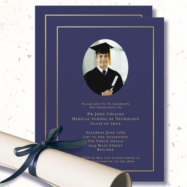 Convites Doutor Azul Marinho Escola de Medicina Foto Gradua (Criador carregado)