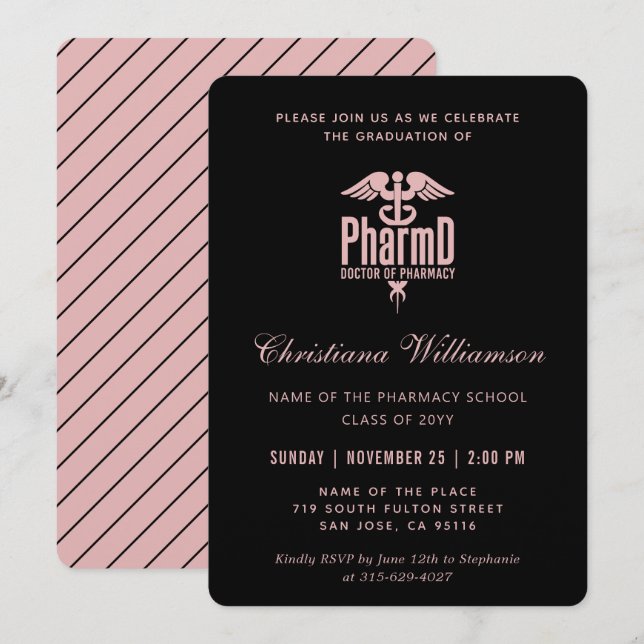 Convites Doutora em Farmácia PharmD Graduação em Farmácia (Frente/Verso)