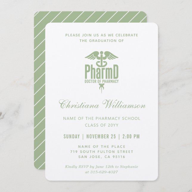 Convites Doutora em Farmácia PharmD Graduação em Farmácia (Frente/Verso)