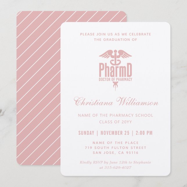 Convites Doutora em Farmácia PharmD Graduação em Farmácia (Frente/Verso)