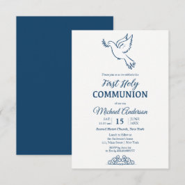 Convites Dove First Communion Blu Elegant