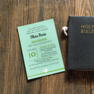 Convites Dove on Branch Blue First Communitation