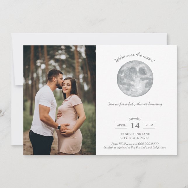 Convites Download da foto do Chá de fraldas da Lua (Frente)