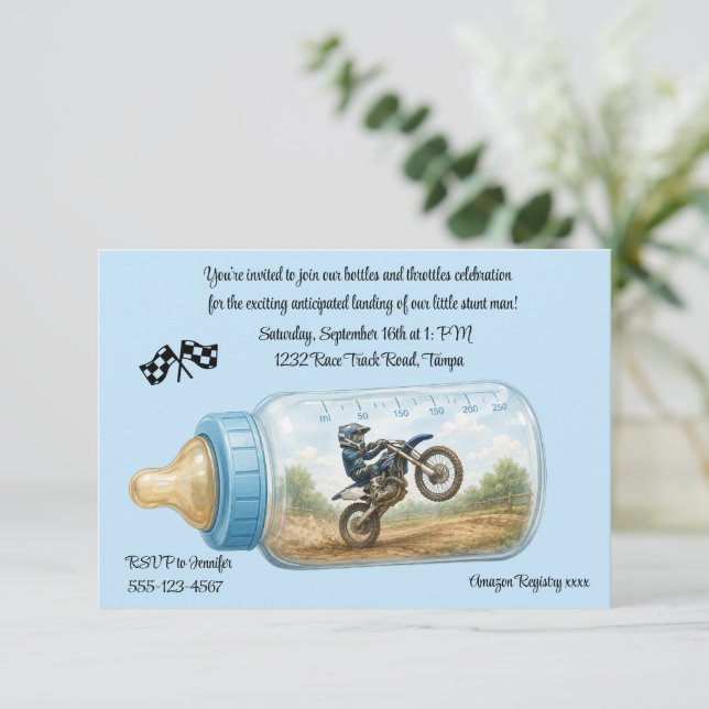 Convites Download Digital de Chá de Bebê de Moto Cross (Em pé/Frente)