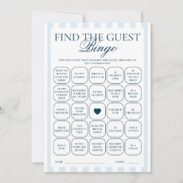 Convites Downloadable Blue Striped Find The Guest Card