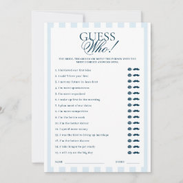 Convites Downloadable Blue Striped Guess Who Card