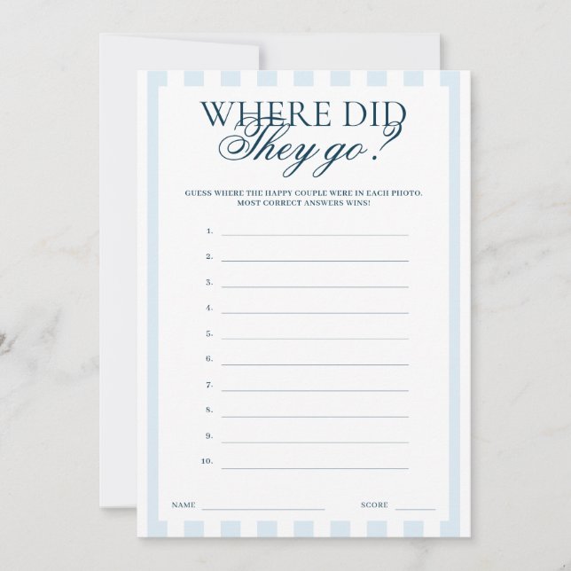 Convites Downloadable Blue Striped Where did they go Card (Frente)