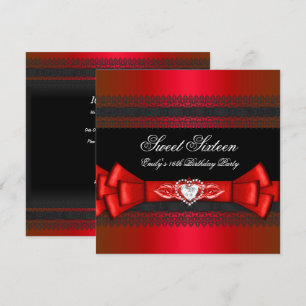 Convites Doze Anos 16 Diamante Vermelho Preto Arco