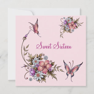 Convites Doze Anos Aniversário Floral Rosa Bonito 4
