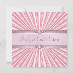 Convites Doze Anos de Aniversário Joia de Seda Rosa