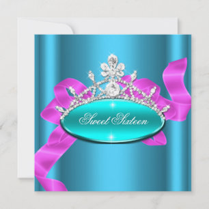 Convites Doze Anos Dezesseis Diamantes Rosa Azul Turquesa I