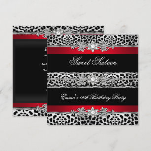 Convites Doze Anos, Dezesseis Leopardo Vermelho Preto Diama